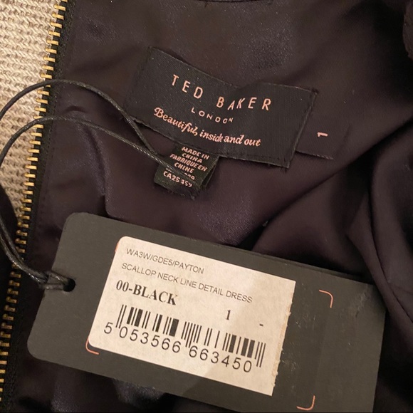 Ted Baker Black Shift Dress with Scallop Details - Picture 11 of 13